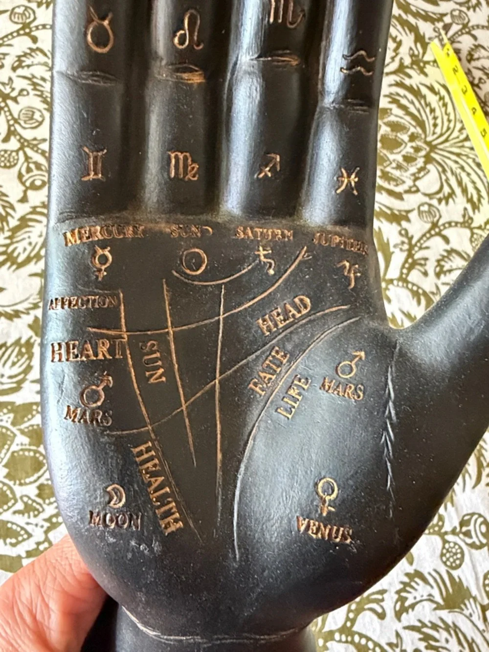 Ashland Black and Gold Palmistry Hand Accent - Picture 7 of 9